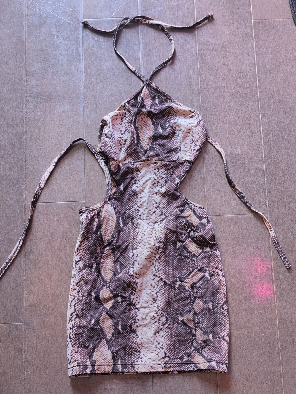H&M Snake Print Cutout Mini Dress